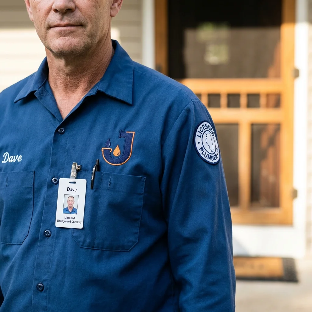 Licensed plumber showing ID badge in Mount Gilead, OH