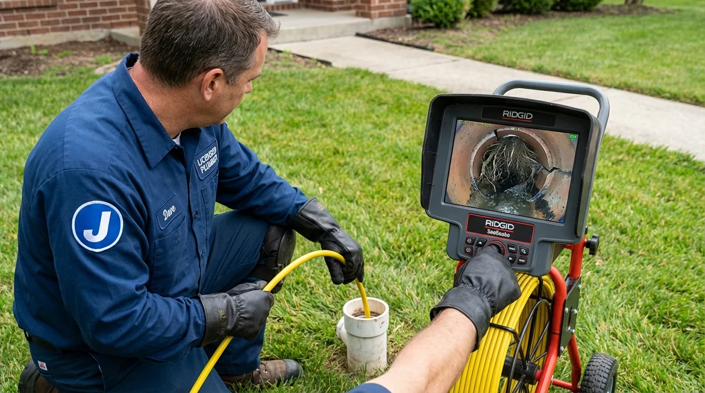 Sewer camera inspection being performed by Johns Plumbing LLC in Mount Gilead